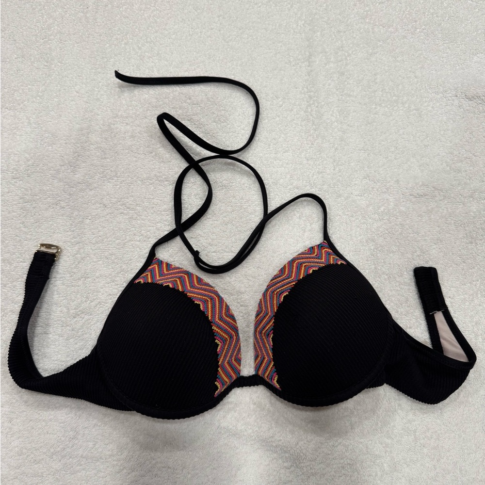 Black and Orange Bikini Top